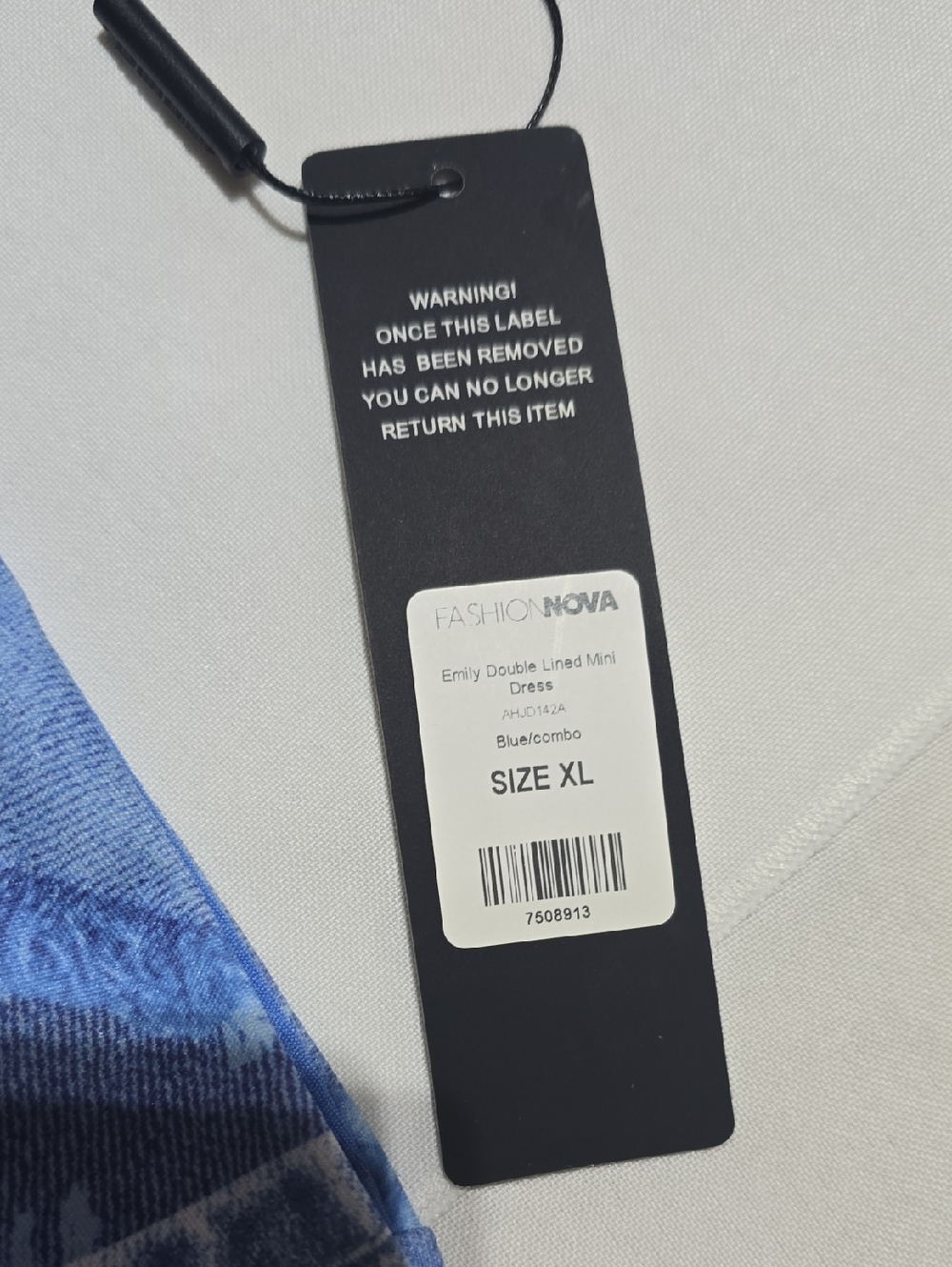 NWT! Women's XL Fashion Nova Blue Denim-Print Bodycon Dress - Picture 5 of 5